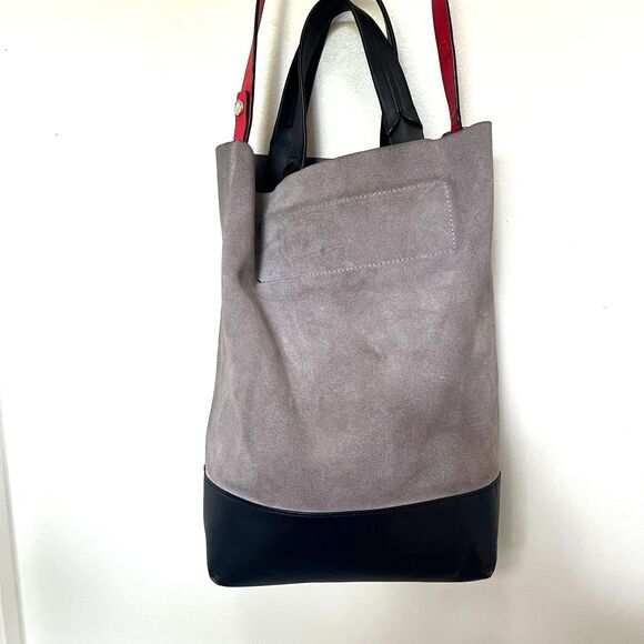 Rag & Bone Walker Convertible Gray Suede & Black Red Leather Tote - Picture 3 of 15